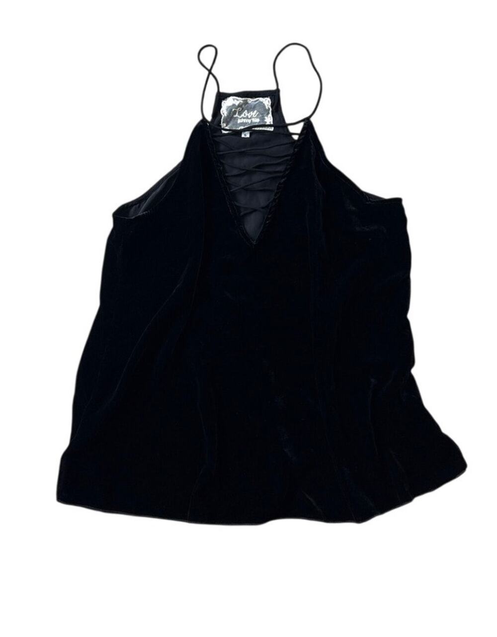 Love Johnny Was Black Velvet Cami S Silk Blend Lace Up Top Whimsigoth Whimsygoth